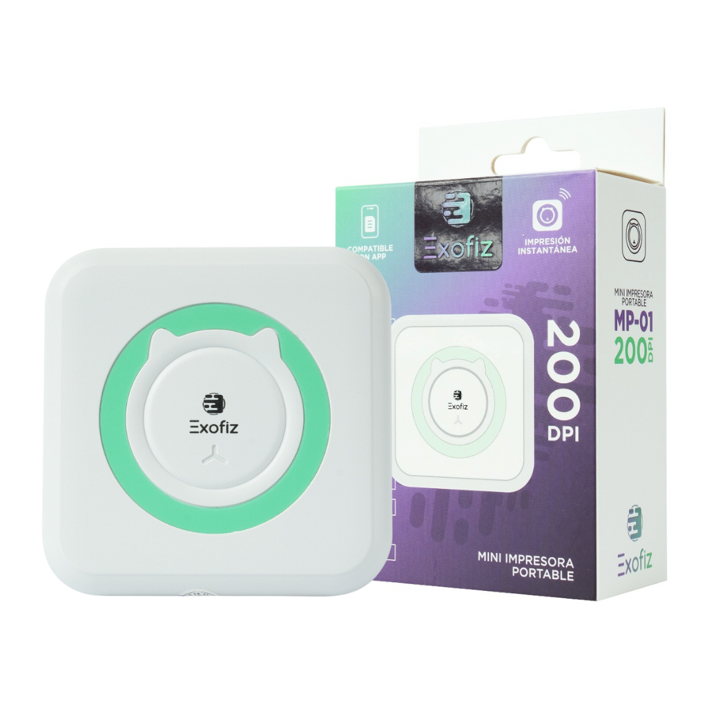 Mini Impresora Portátil MP-01 Blanco/Verde Exofiz