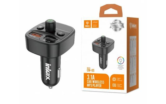 Cargador Auto Inkax USB-A Dual 3.1A 15W BT FM MP3