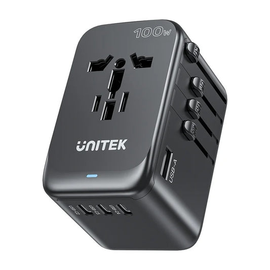 Cargador Adaptador Universal Unitek GaN 100W para Viaje